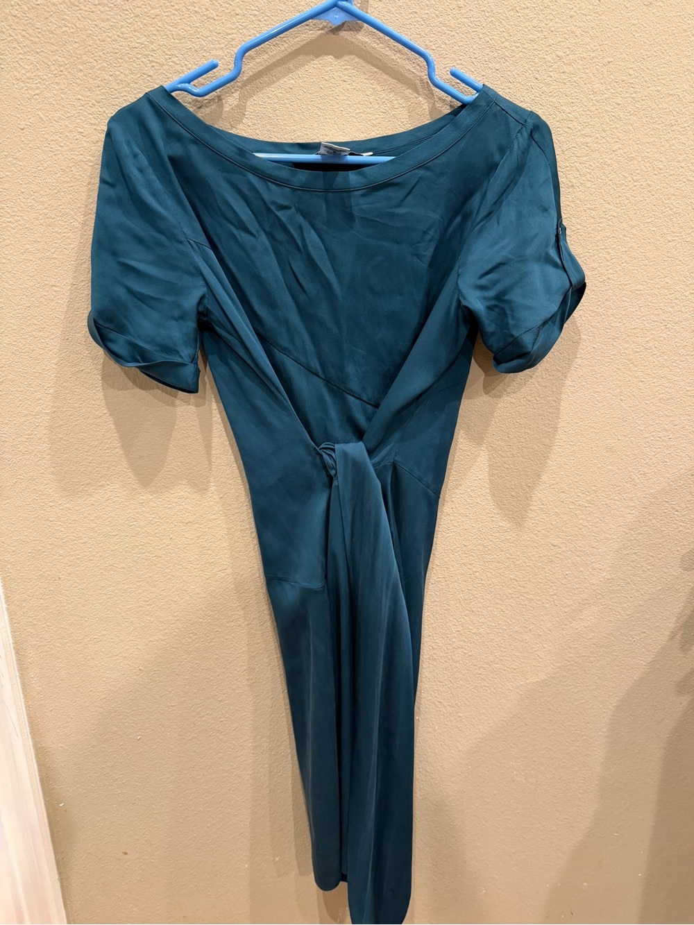 Diane Von Furstenberg Teal Twist-Front Silk Dress